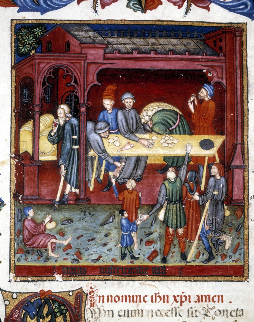 Distribuição de pão e sapatos a velhos e pobres. 1422. de Unknown artist