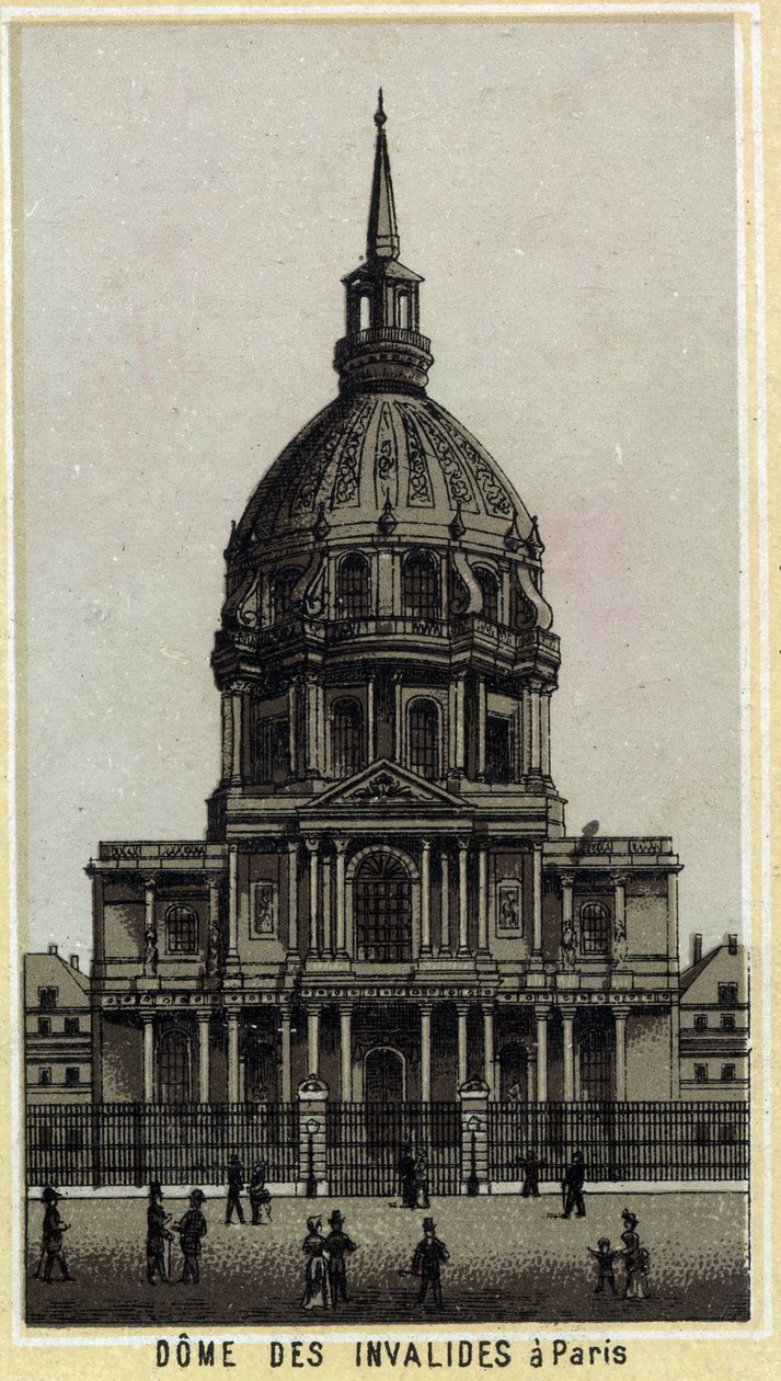 Dome des Invalides em Paris. Cromolitografia do final do século XIX. de Unknown artist