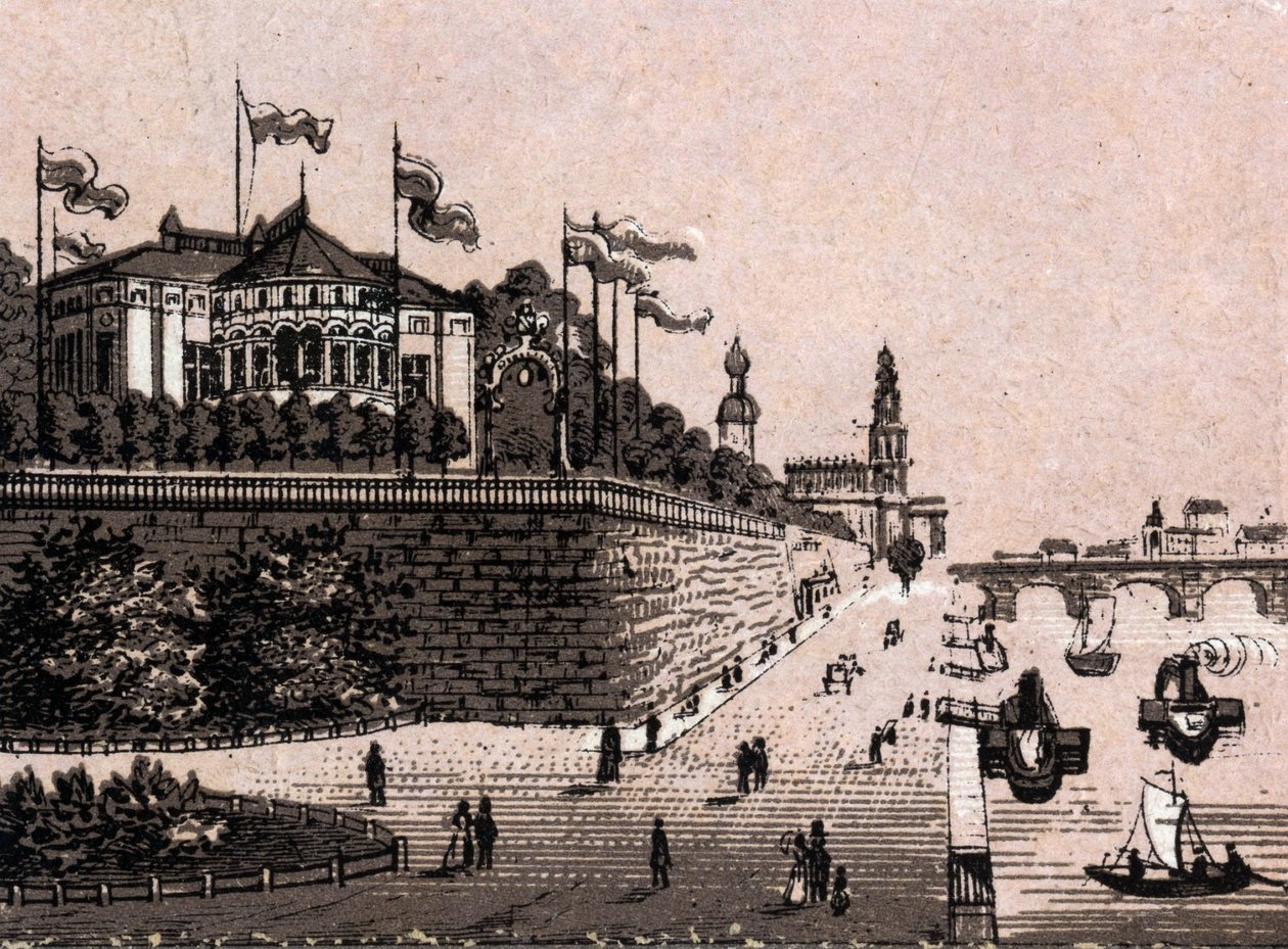 Dresden (Dresden), Alemanha: vista do Miradouro. em "O mundo ilustra 168 vistas" Sem data (final do século XIX) de Unknown artist