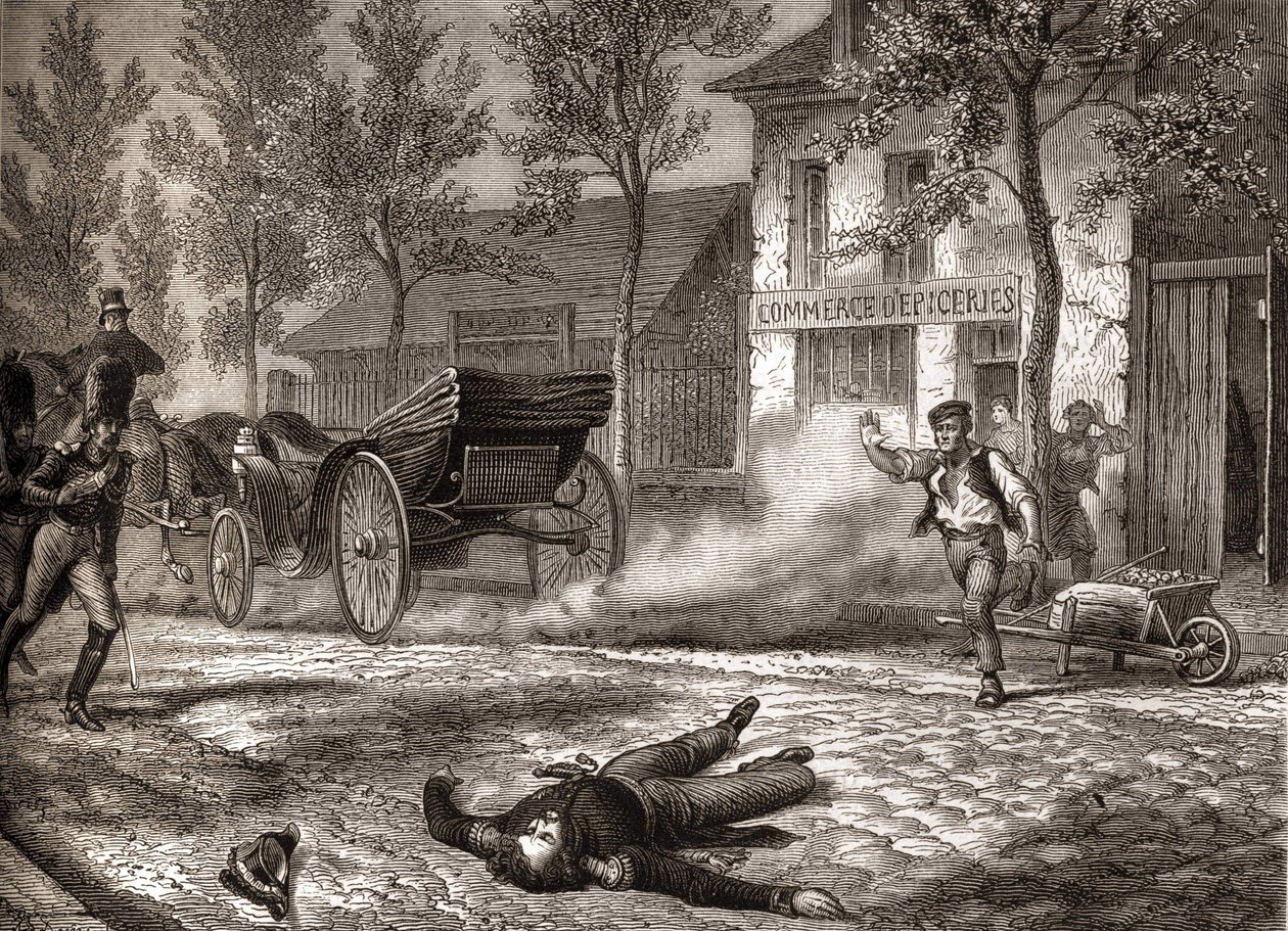Duque de Orleans morreu num acidente de carro em 13/07/1842 - no "Histoire de France" de Henri Martin de Unknown artist