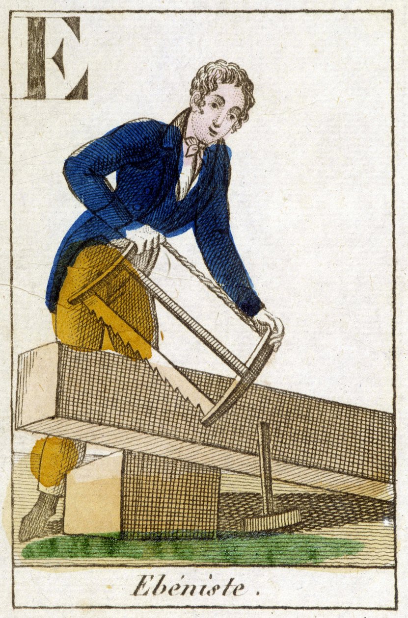 Ebenist no trabalho - gravura, v.1800 de Unknown artist