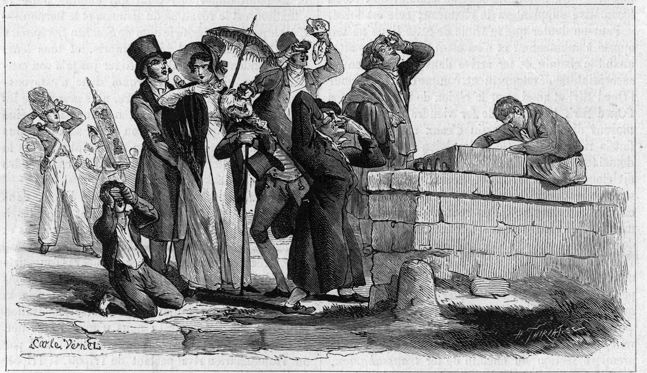 Os amantes do eclipse: a população de Paris observando o eclipse de Soleil de 7 de setembro de Unknown artist