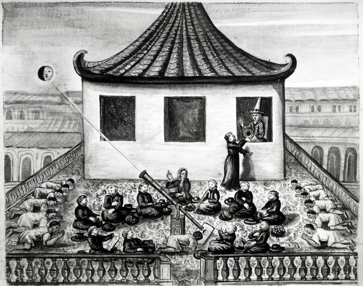Eclipse do sol - em "Viagens do reino do Sião, históricas de 1688". de Unknown artist