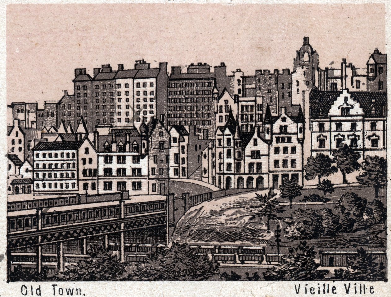 Edimburgo, Escócia: vista da Cidade Velha em Edimburgo. em "O mundo ilustra 168 vistas" Sem data (final do século XIX) de Unknown artist