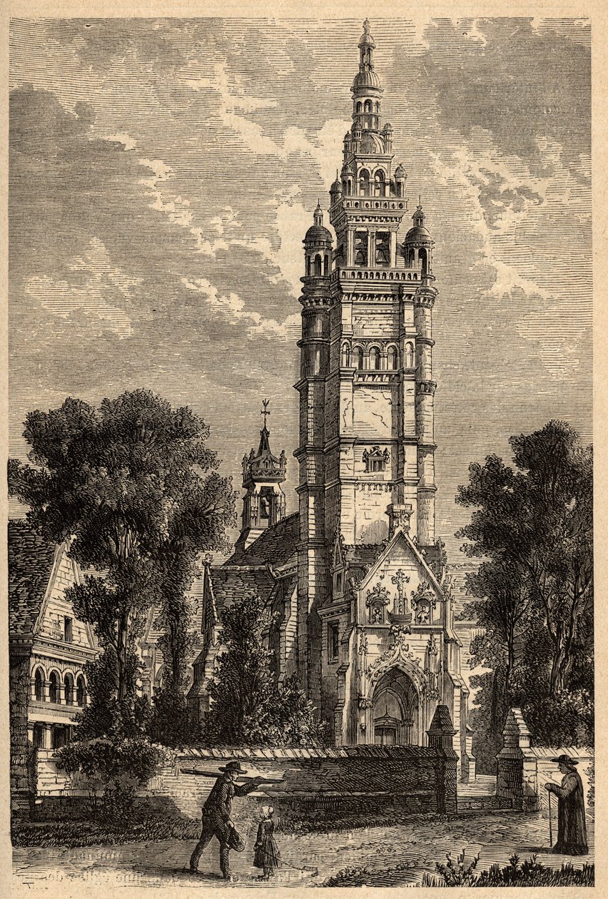 Eglise Notre Dame de Croaz Batz a Roscoff - Finistere - Bretanha - gravura em "PATRIE" - DESCRIÇÃO PECTURESSE DE LA FRANCE EN 6 VOLUES BY LUCIEN HUARD - final do século XIX de Unknown artist