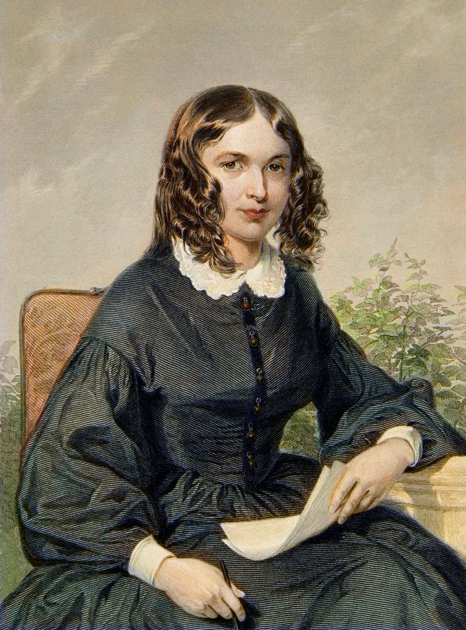 Elizabeth Barrett Browning (1806-1861) - Poeta inglesa - gravura - Elizabeth Barrett Browning Poeta inglesa e feminista (1806-1861) de Unknown artist
