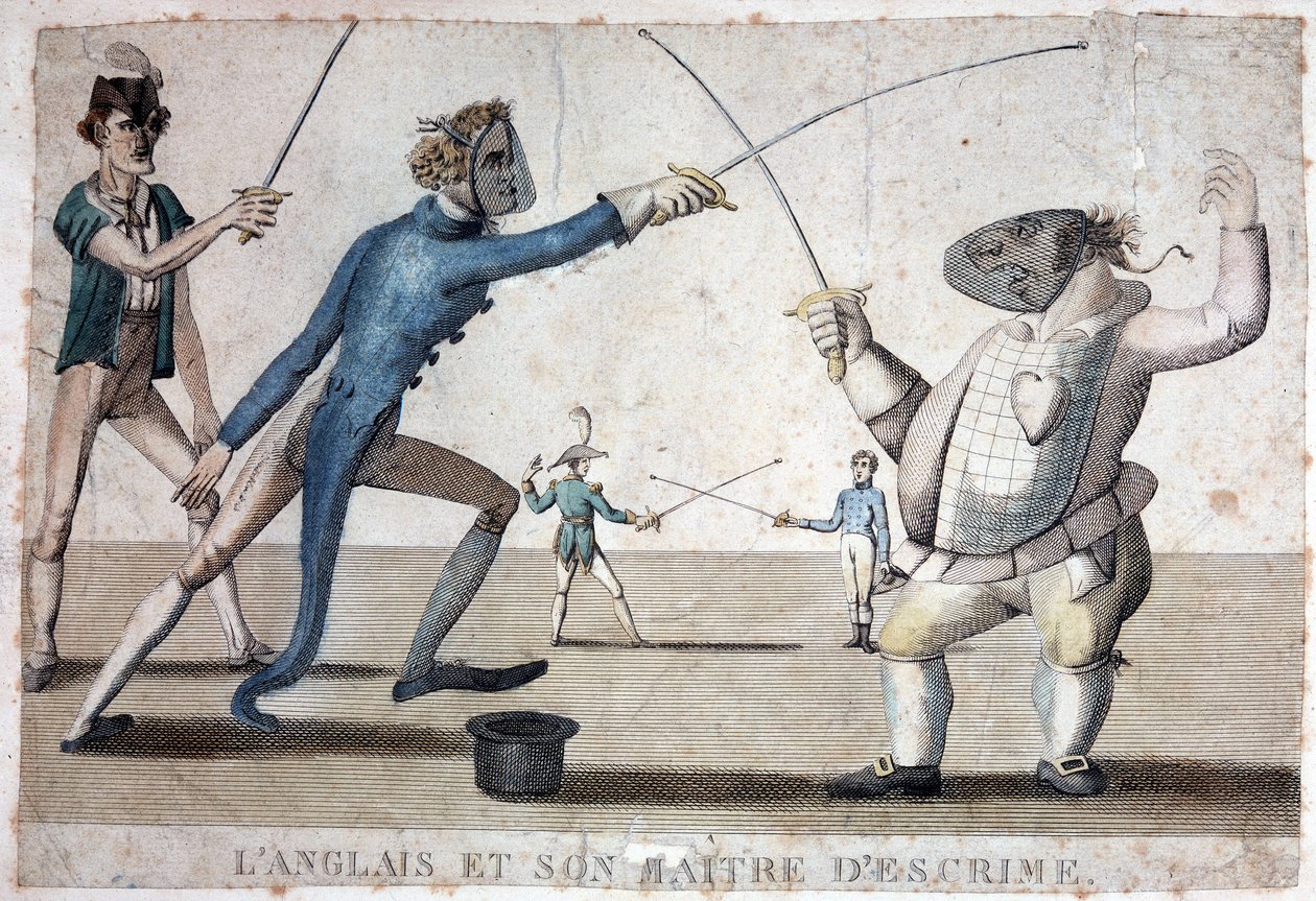 Inglês e seu mestre da esgrima - século 19 de Unknown artist