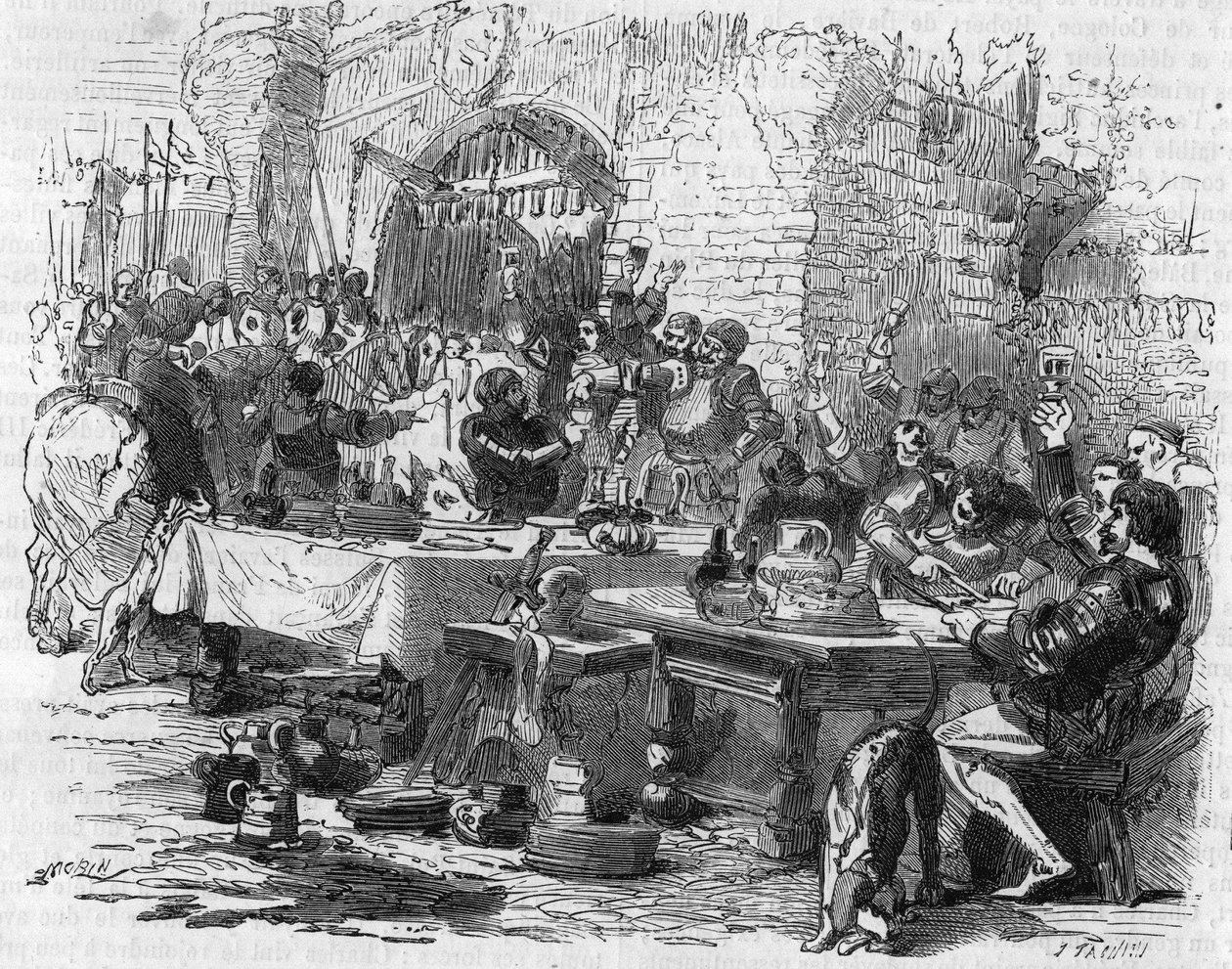 Armadura inglesa tratada em uma mesa aberta em Amiens em 1475. de Unknown artist
