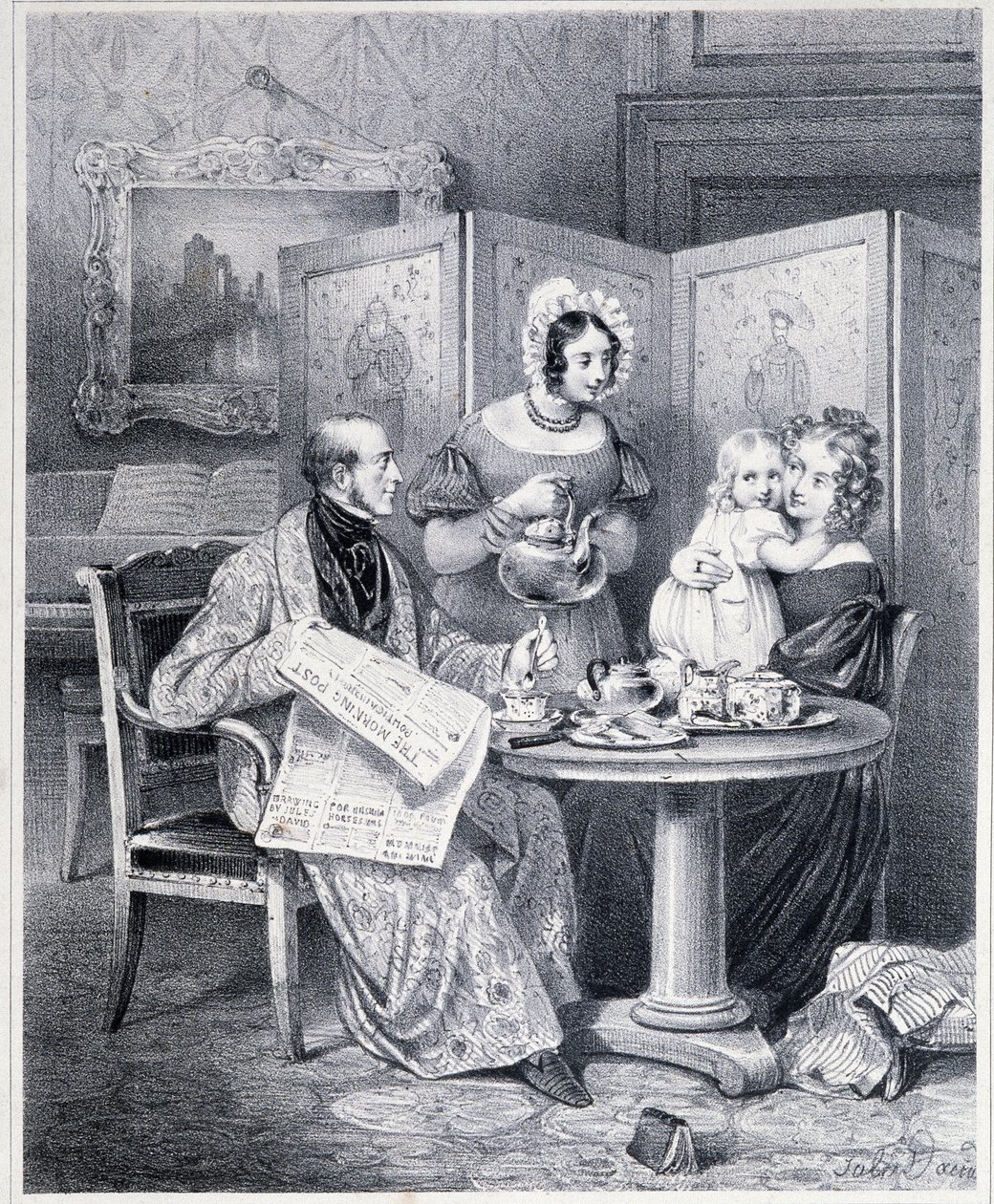 Casal inglês a tomar chá - século XIX. de Unknown artist