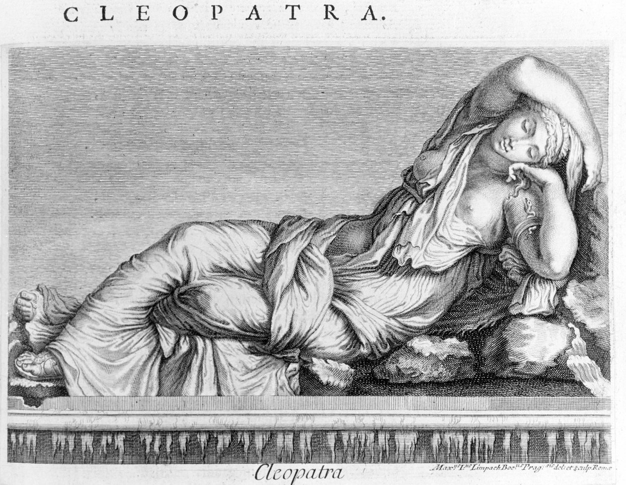 Gravura representando Cleópatra (-69 - -30). sd. Século XIX. de Unknown artist