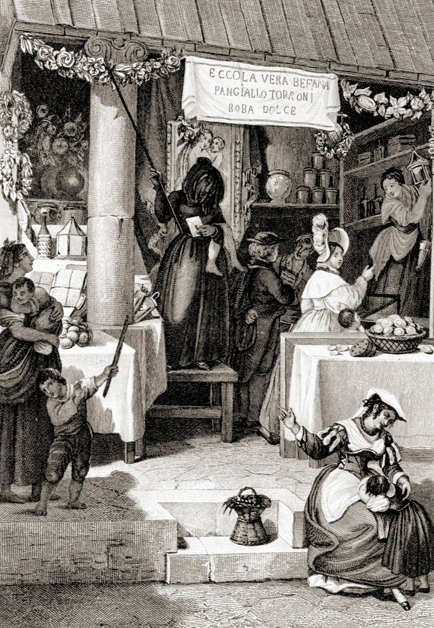 Gravura representando a festa dos Befana. de Unknown artist