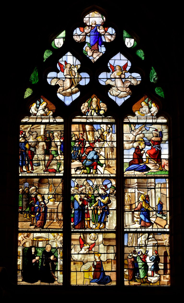 Episódios da vida de São Barbe, martírio cristão no século III, vitral com a vida de Santa Bárbara de Unknown artist
