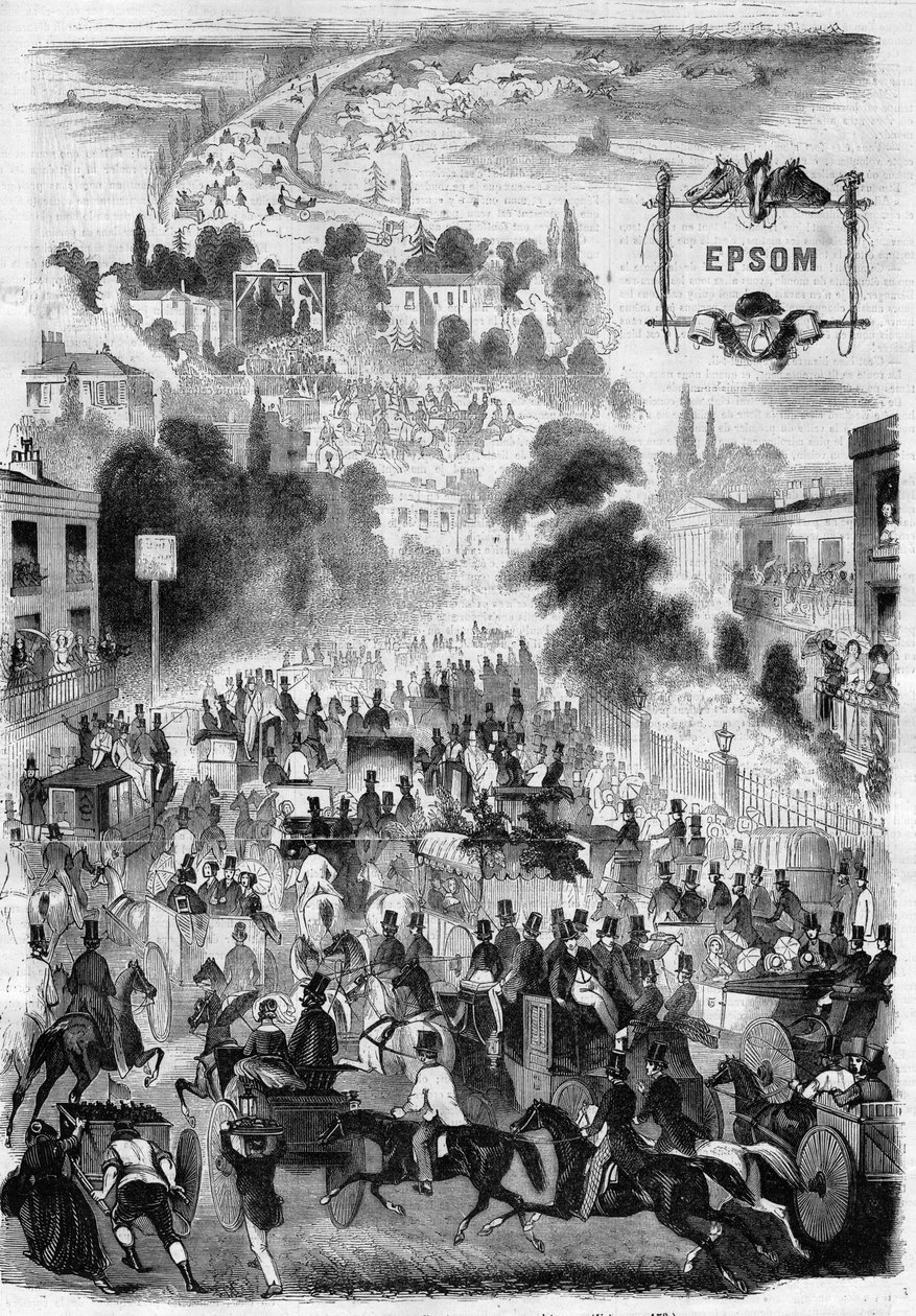 Epsom Horse Races in England - Gravação em "Le Journal Illustrous" (O Diário Ilustrado) de Unknown artist