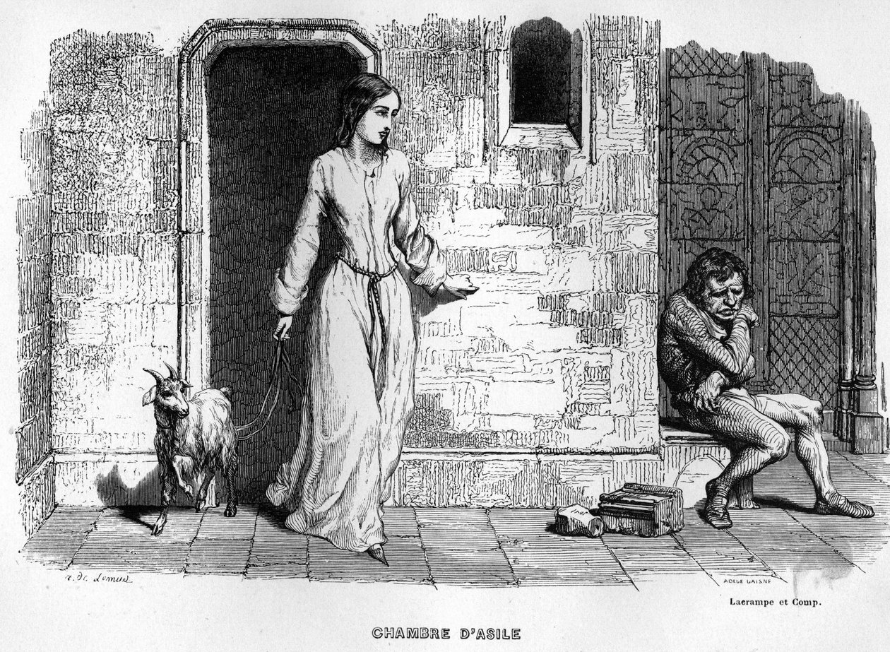 Esmeralda encontra Quasimodo - em Notre Dame de Paris. de Unknown artist
