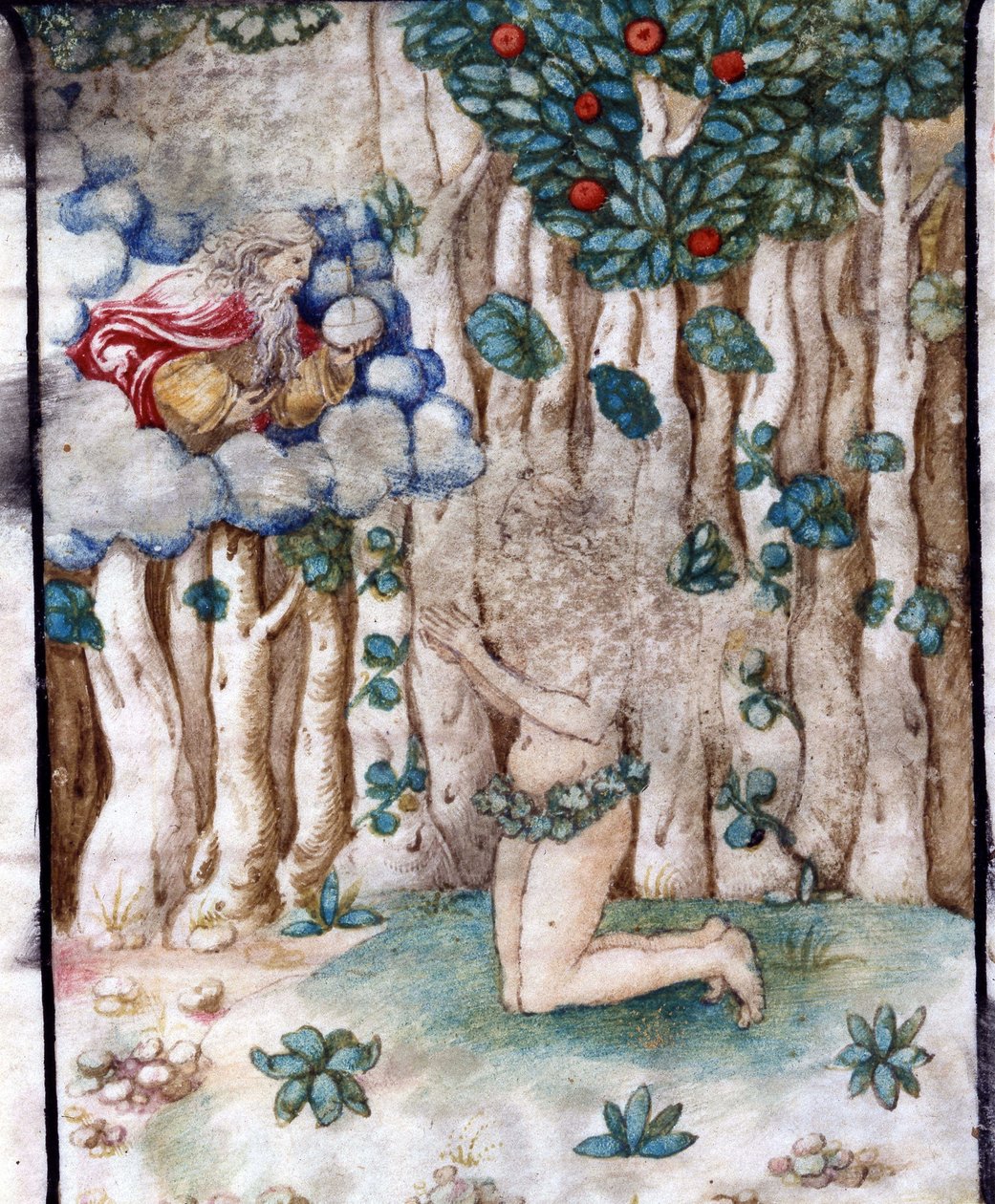 Eva no Paraíso Terrestre (Eden). Século XVI. Igreja da Virgem Coroada, Lodi. de Unknown artist