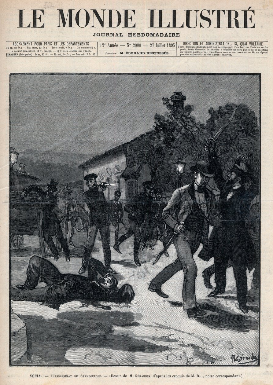 Eventos na Bulgária: O Assassinato do Sr. Beltchef na presença de Stefan Stambolov (1854-95) - Sofia de Unknown artist