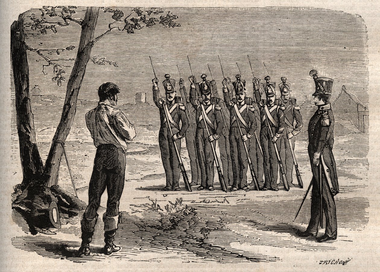 Execução do coronel francês Charles de Labedoyere (1786-1815) baleado em Paris em 19 de agosto de Unknown artist