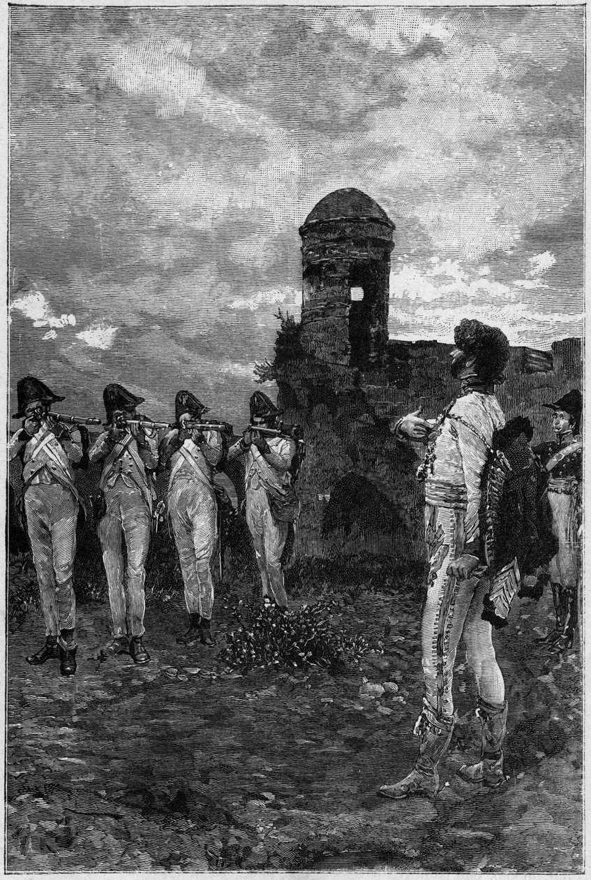 Execução de Joachim Murat (1767-1815), Marechal da França e Rei de Nápoles em 1815. de Unknown artist