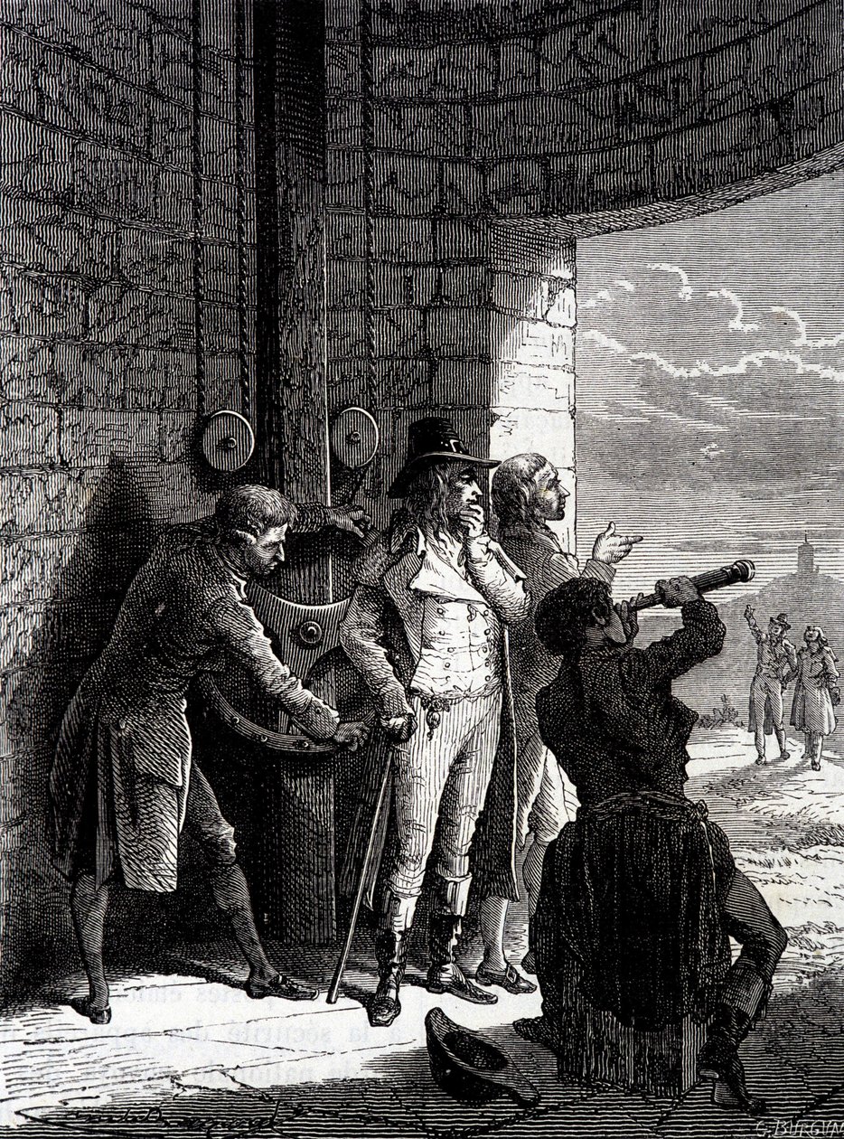 Experiência do telégrafo Chappe feita em 12 de julho de 1793, de Ménilmontant a Saint-Martin-du-Tertre perante os comissários da Convenção - in "As maravilhas da indústria" de Louis Figuier de Unknown artist