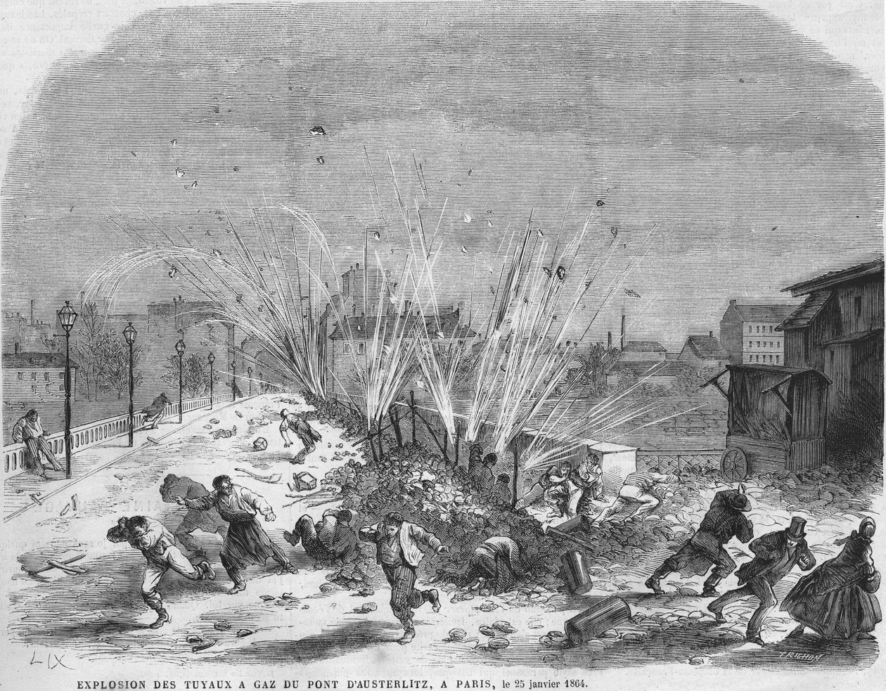 Explosão dos tubos de gás da ponte de Austerlitz, Paris, 25 de janeiro de Unknown artist