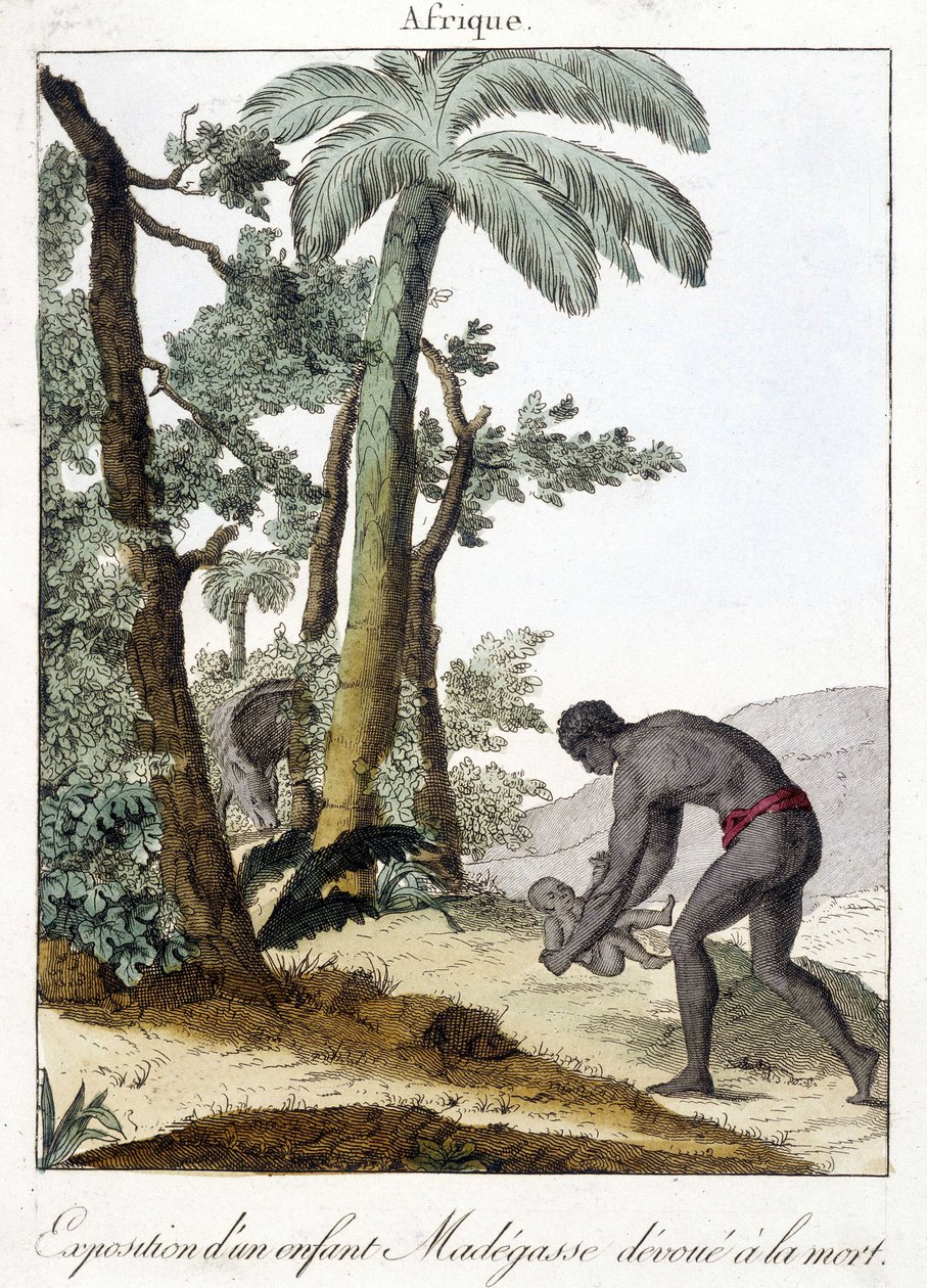 Exposição (abandono) de uma criança que morreu em Madagáscar - grav. 1811 de Unknown artist