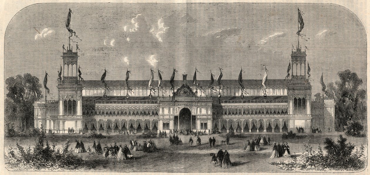 Vista exterior do palácio do terceiro tiro nacional alemão em Viena, Áustria. Gravura em "L