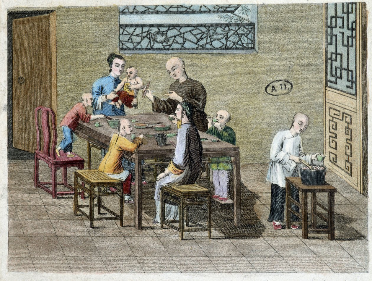 Refeição familiar na China no século XIX de Unknown artist
