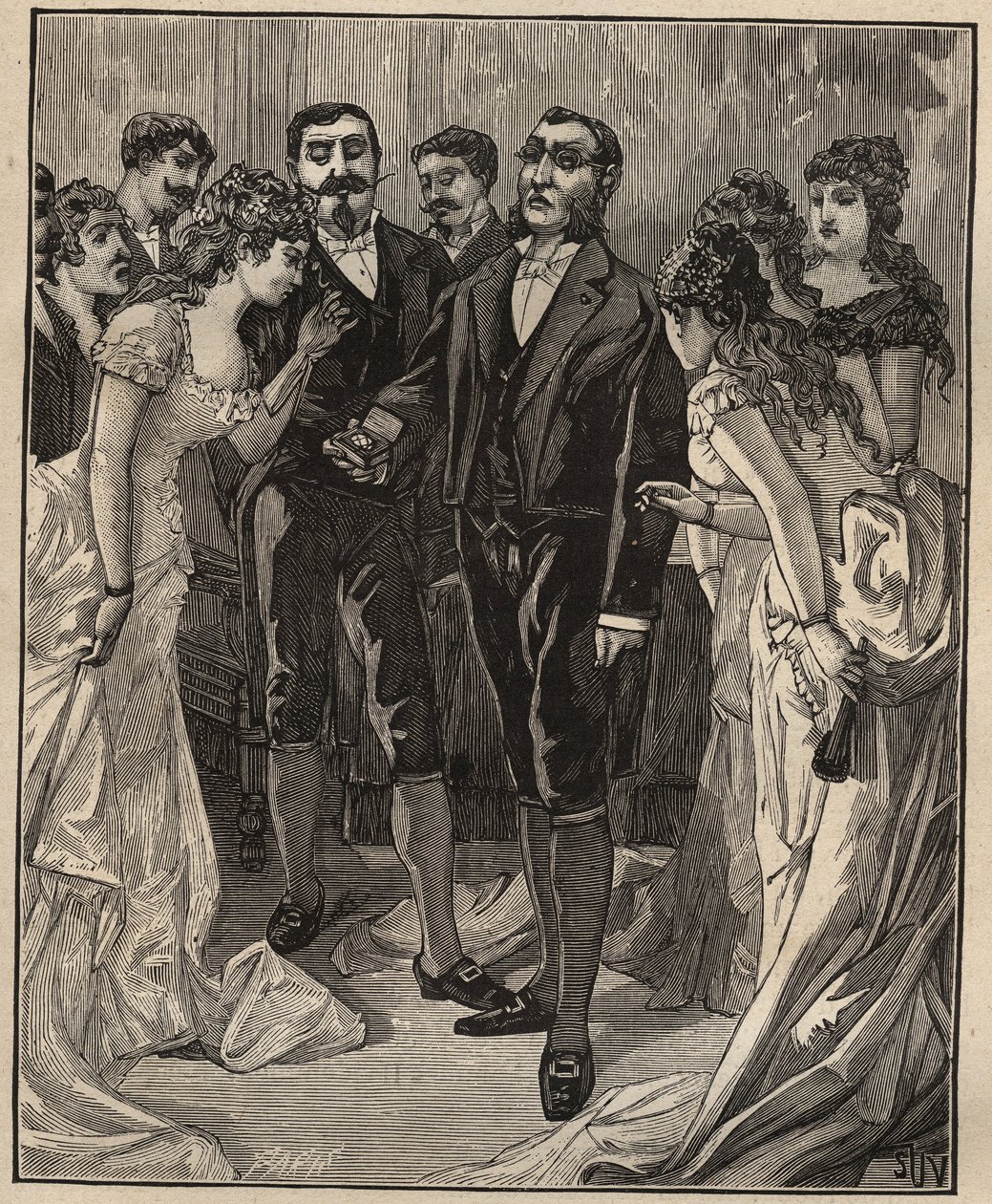 Diamantes famosos: O banqueiro Vanlerberghe mostrando um falso Regente no início do século XIX. Gravura de 1885 em "Les arts et metiers illustres" de Adolphe BITARD. de Unknown artist
