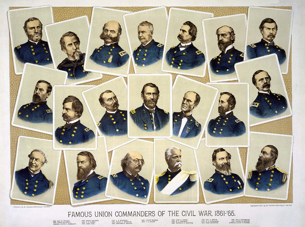 Famosos comandantes sindicais da guerra civil 1861 - 65. Gravura v. 1884. de Unknown artist
