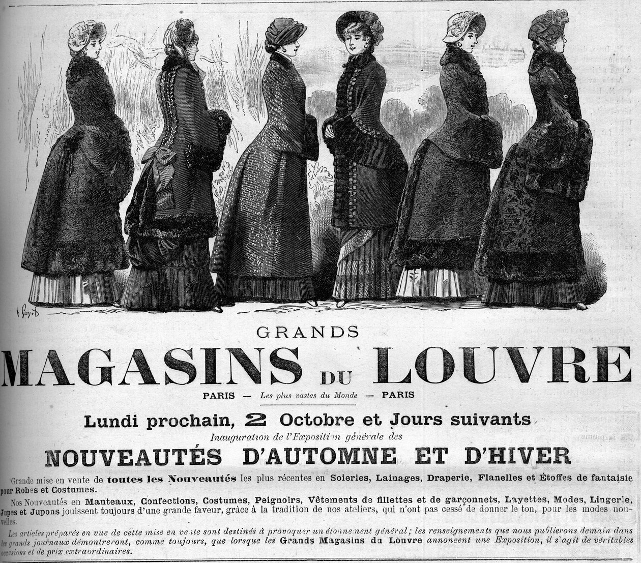 Moda feminina do século XIX: publicidade para as lojas de departamento do Louvre de Unknown artist