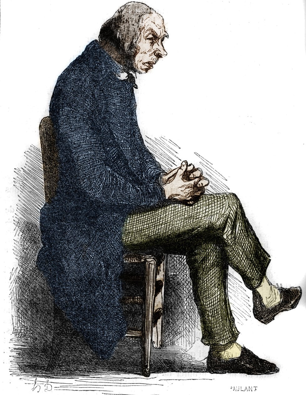 Padre Goriot. Gravura de meados do século XIX. Ilustração para "O Padre Goriot" de Honore de Balzac (1799-1850). de Unknown artist