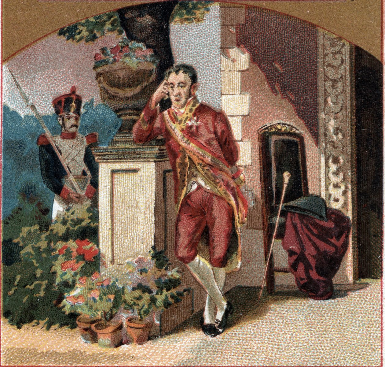 Fernão VII de Espanha (1784-1833) prisioneiro de Napoleão I no castelo de Valencay (Indre). Cromolitografia do final do século XIX de Unknown artist