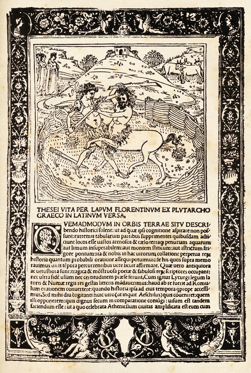 Luta De Teseo Com O Minotauro (xilogravura) de Unknown artist