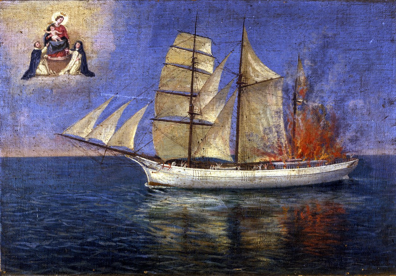 Disparar a bordo de uma escuna. de Unknown artist