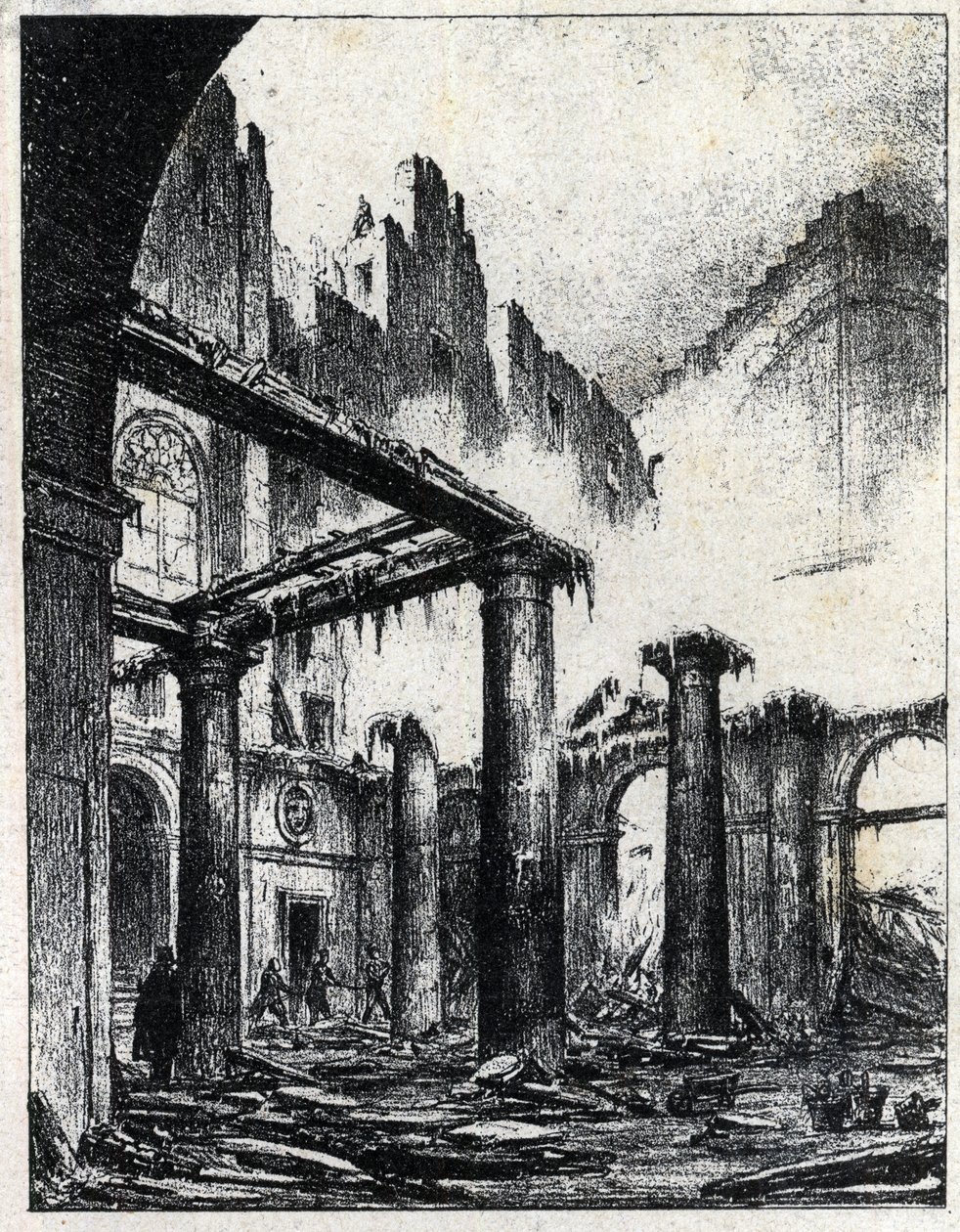 Incêndio do Teatro Italiano em Paris, em 1838 de Unknown artist