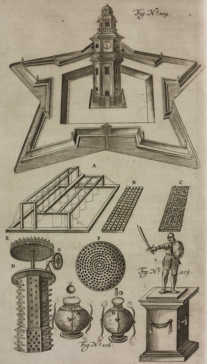 Torre de lançamento de fogo de artifício, máquinas de exibição pirotécnica, gravura de Grand Art d
