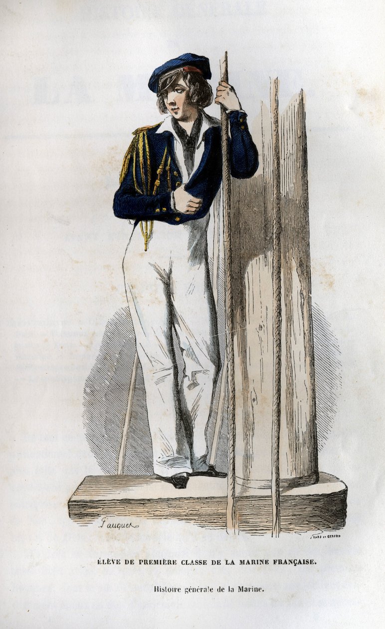 Aluno de primeira classe da marinha francesa. na "Histoire generale de la marine" sob a direcção do Sr. Van Tenac de Unknown artist