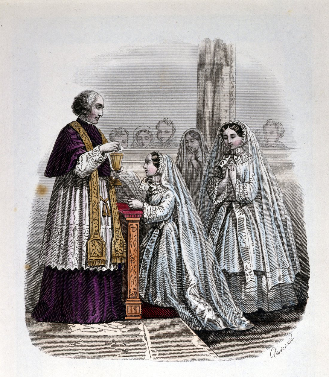 Primeira cena de comunhão, gravura de Unknown artist