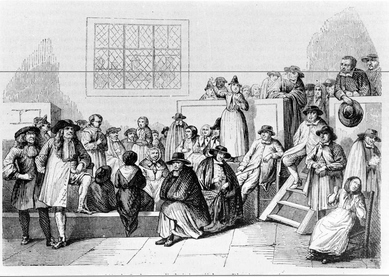 Primeira reunião dos Quakers na América de Unknown artist