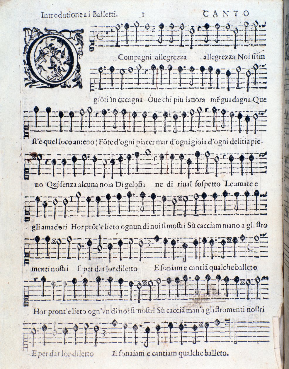 Primeira página do Balletti para cinco vozes de Giovanni Giacomo Gastoldi de Unknown artist