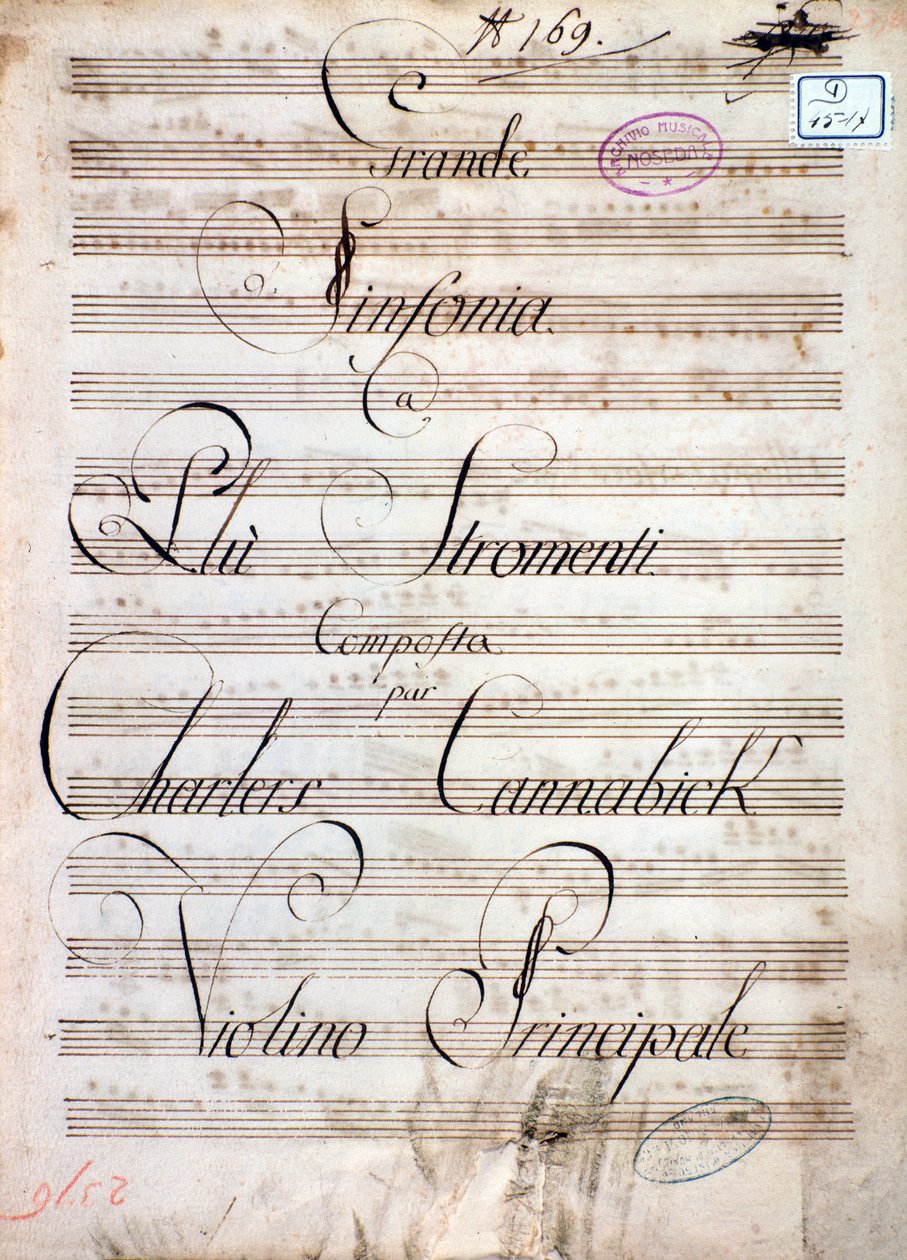 Primeira página de partitura da Grande Sinfonia (Op. 8) de Carl August Cannabich de Unknown artist