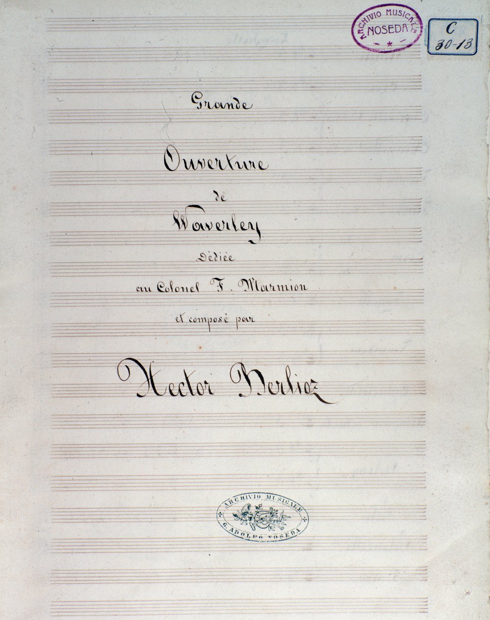Primeira página da partitura para Waverley opus 1, overture, de Hector Berlioz de Unknown artist
