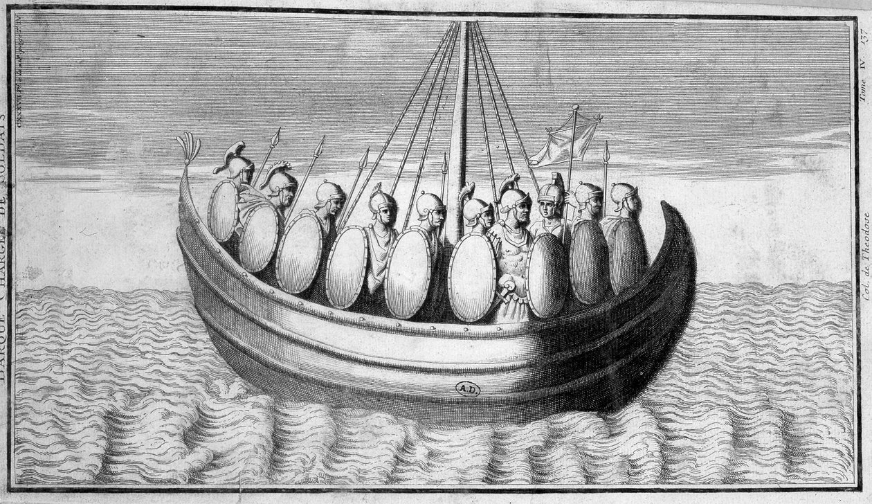 Frota de soldados romanos - gravura de Unknown artist