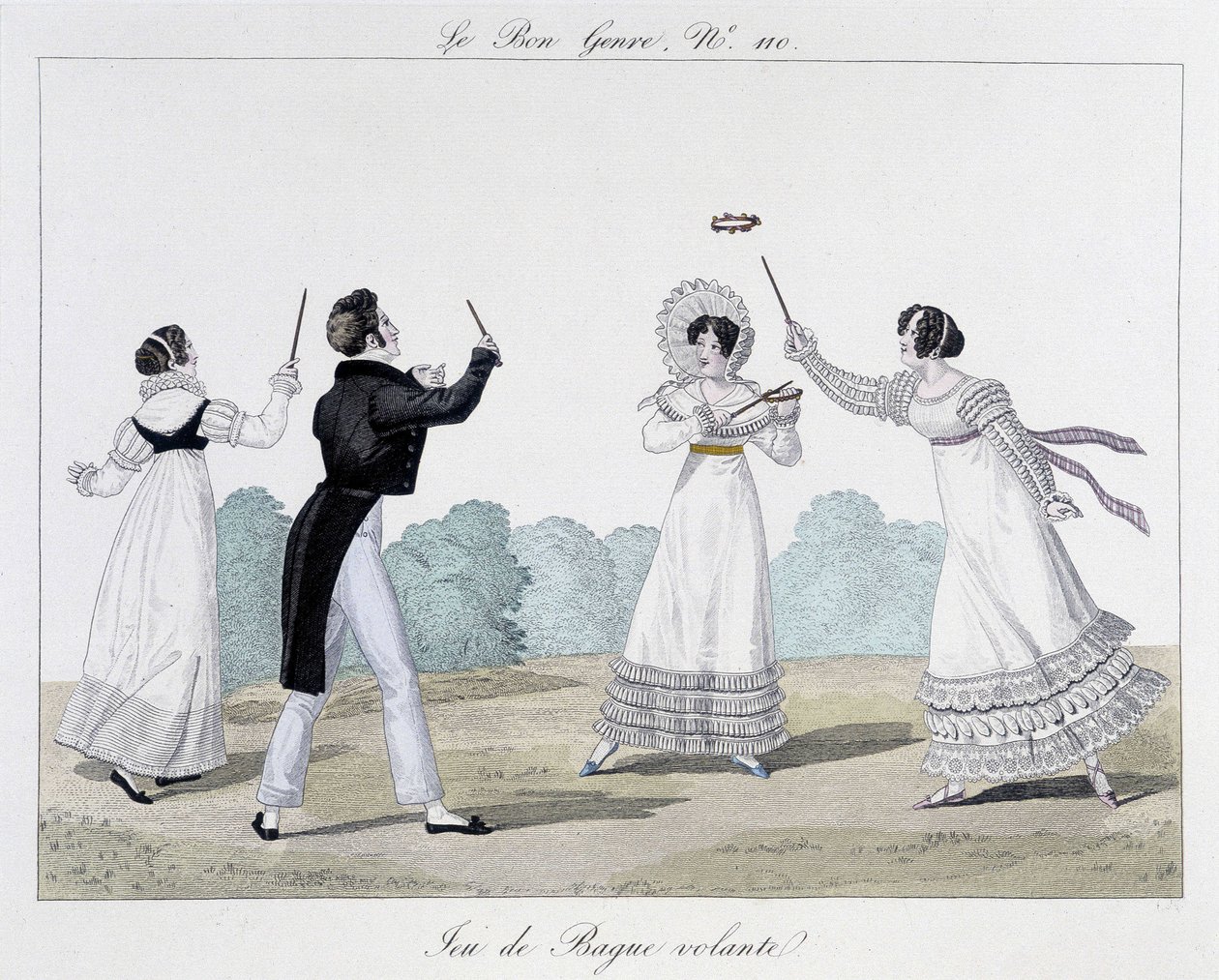 Jogo de anéis voadores - em "The Good Genre", No. 110, início do século 19 de Unknown artist