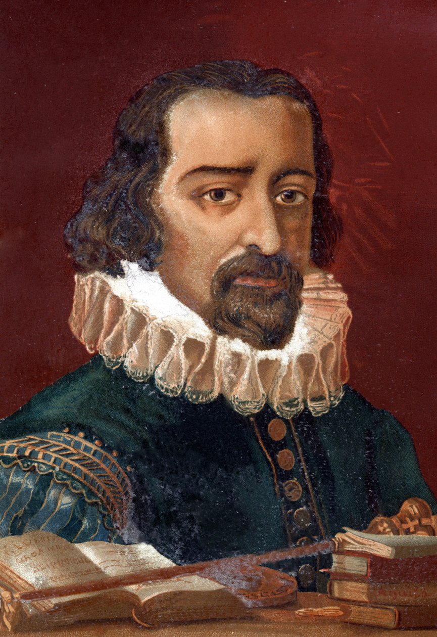 Francis Bacon (1561-1626), Chanceler da Inglaterra e filósofo depois de "La Ciencia y sus Hombres par Louis Figuier". Barcelona 1881 de Unknown artist