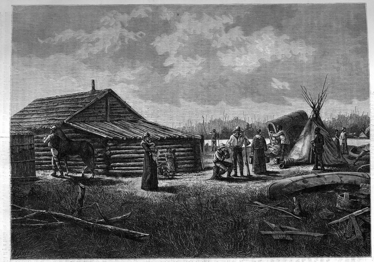 Aldeia Franco-Canadiana Metis no Canadá. Gravação em "Le journal de la jeunesse". de Unknown artist