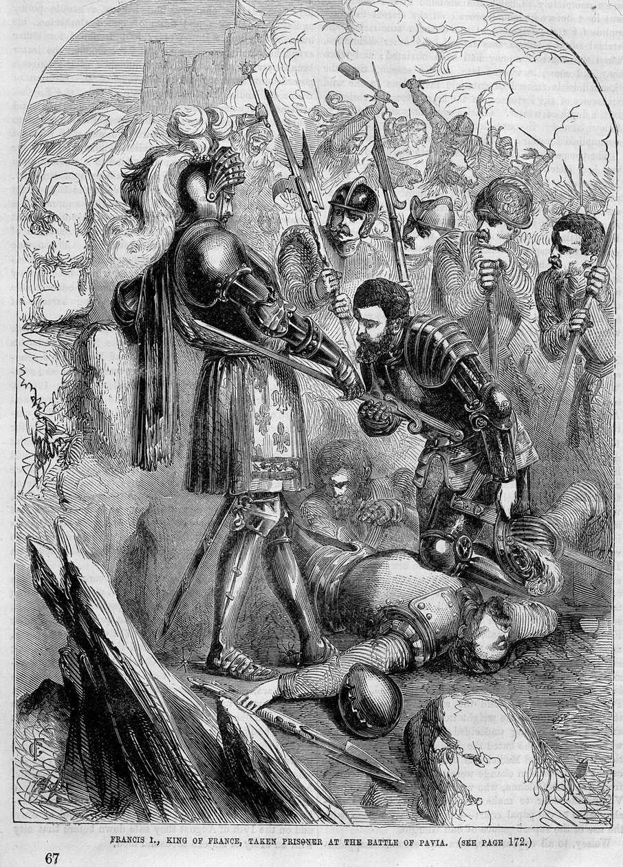 François I fez prisioneiro na Batalha de Pavia (1525) de Unknown artist