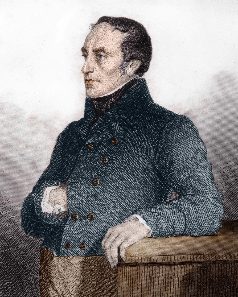 François Guizot (1787 - 1874), político e historiador francês - gravura em Histoire de la vie politique et privée de Louis Philippe de Unknown artist