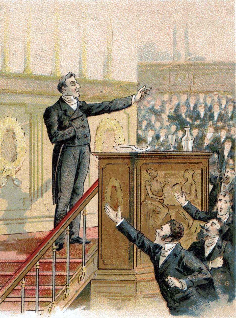 François Guizot (1789-1874), historiador e político francês na Câmara dos Deputados em 1844. de Unknown artist