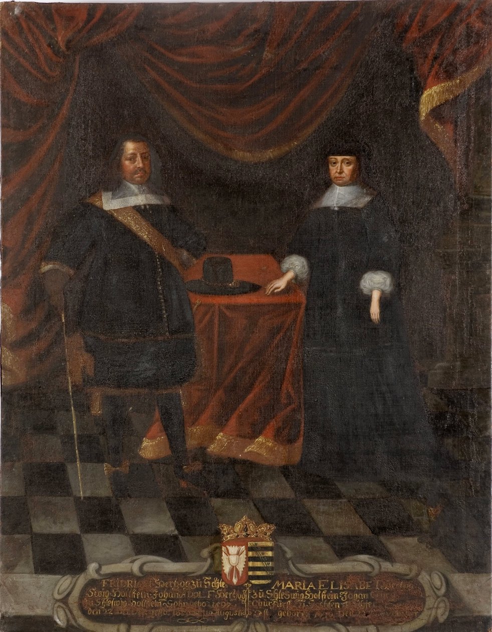 Frederic III de Holstein Gottorp e Marie Elisabeth de Saxe - Duque Frederick III de Holstein-Gottorp (1597-1659) e Duquesa Marie Elisabeth (1610-1684), Anônimo . Óleo sobre tela. Tamanho: 103,5x79,5 cm. Museu Nacional de Estocolmo de Unknown artist